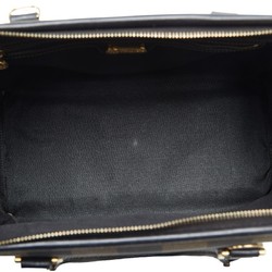 FENDI Pecan Handbag Boston Bag Khaki Black PVC Leather Women's