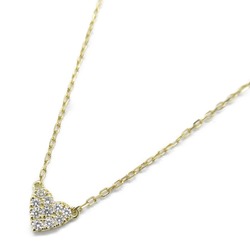 AHKAH Heart Pave Diamond Necklace Necklace Clear  K18 (Yellow Gold) Clear