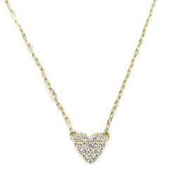 AHKAH Heart Pave Diamond Necklace Necklace Clear  K18 (Yellow Gold) Clear