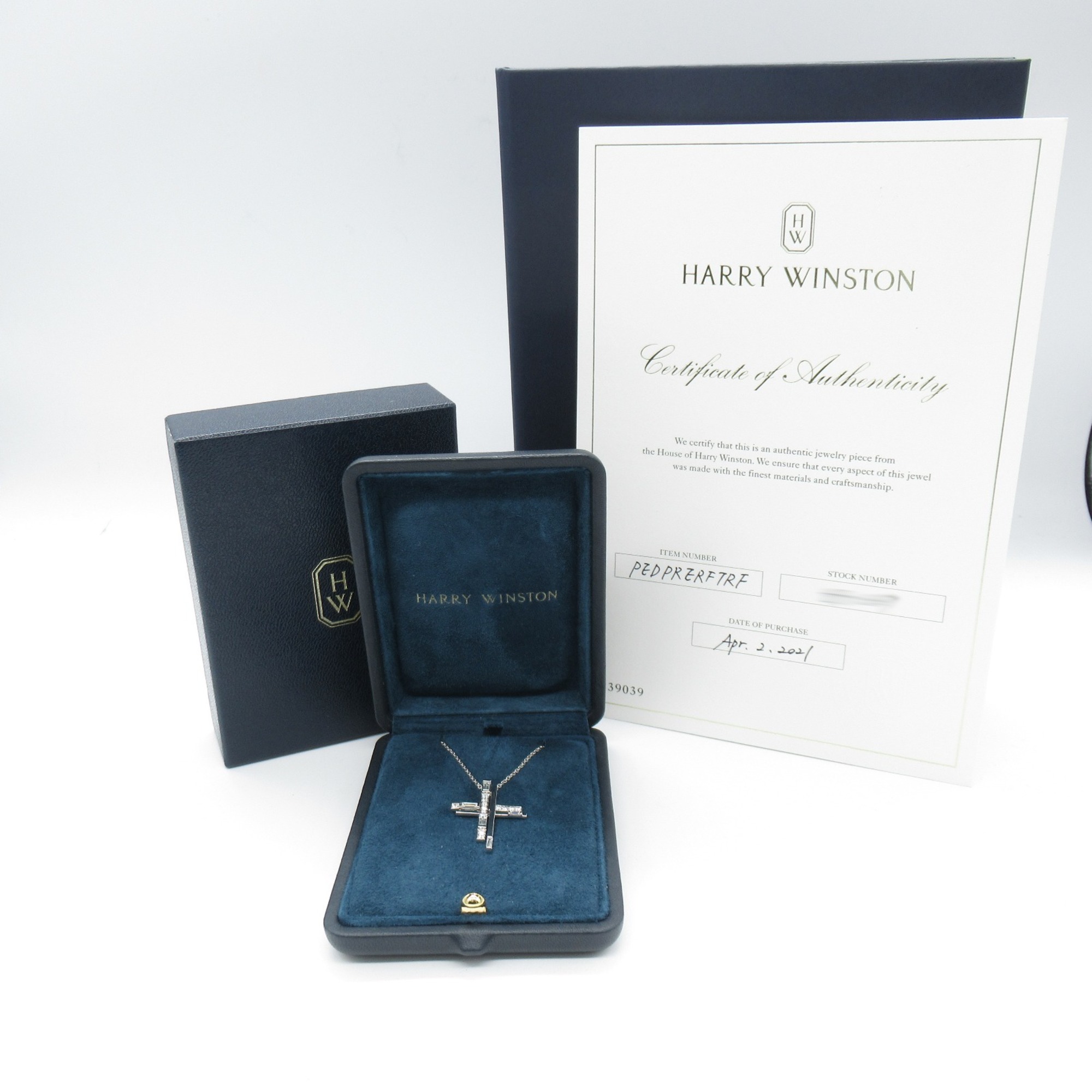 HARRY WINSTON Traffic Accent Cross Diamond Necklace Necklace Clear  Pt950Platinum Clear