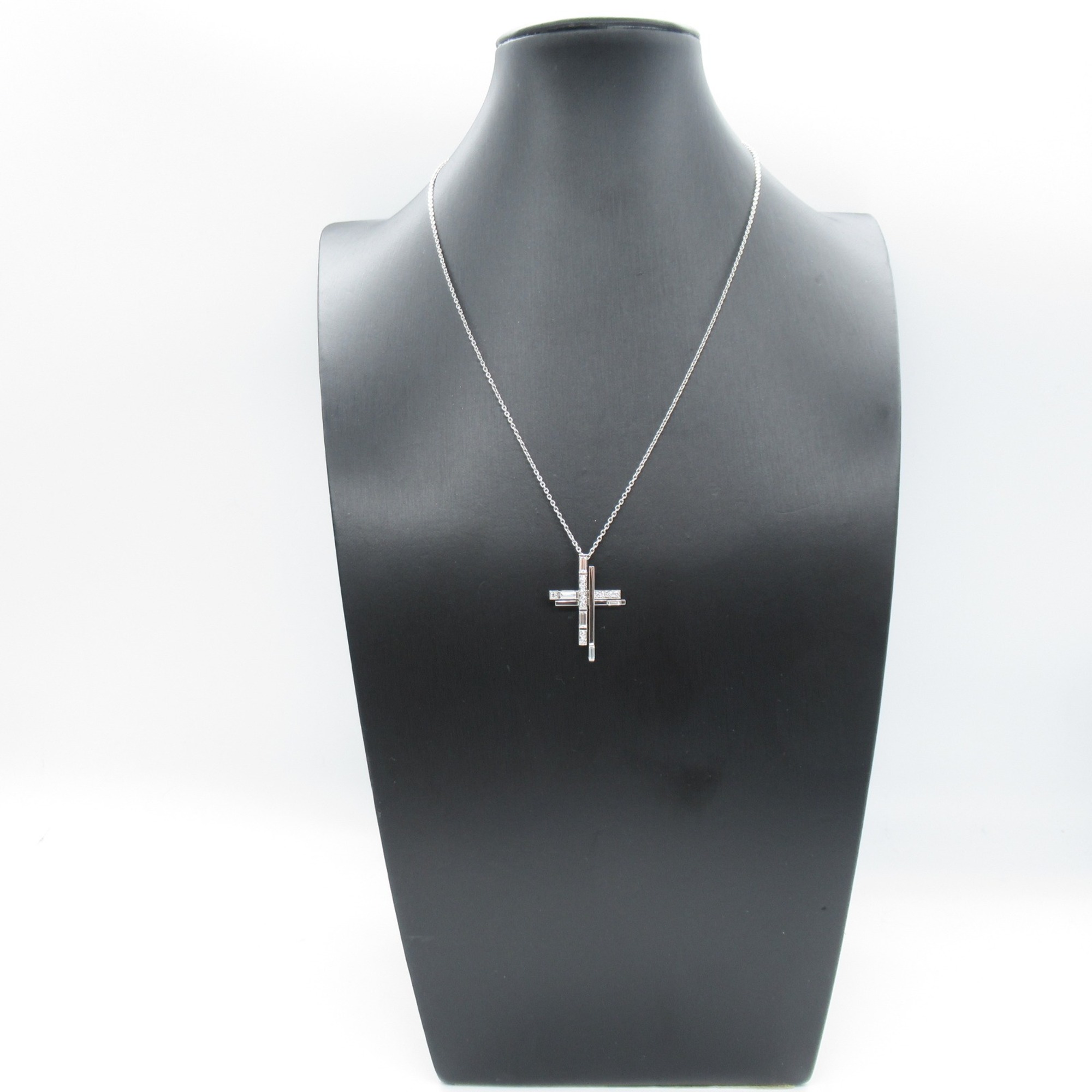 HARRY WINSTON Traffic Accent Cross Diamond Necklace Necklace Clear  Pt950Platinum Clear