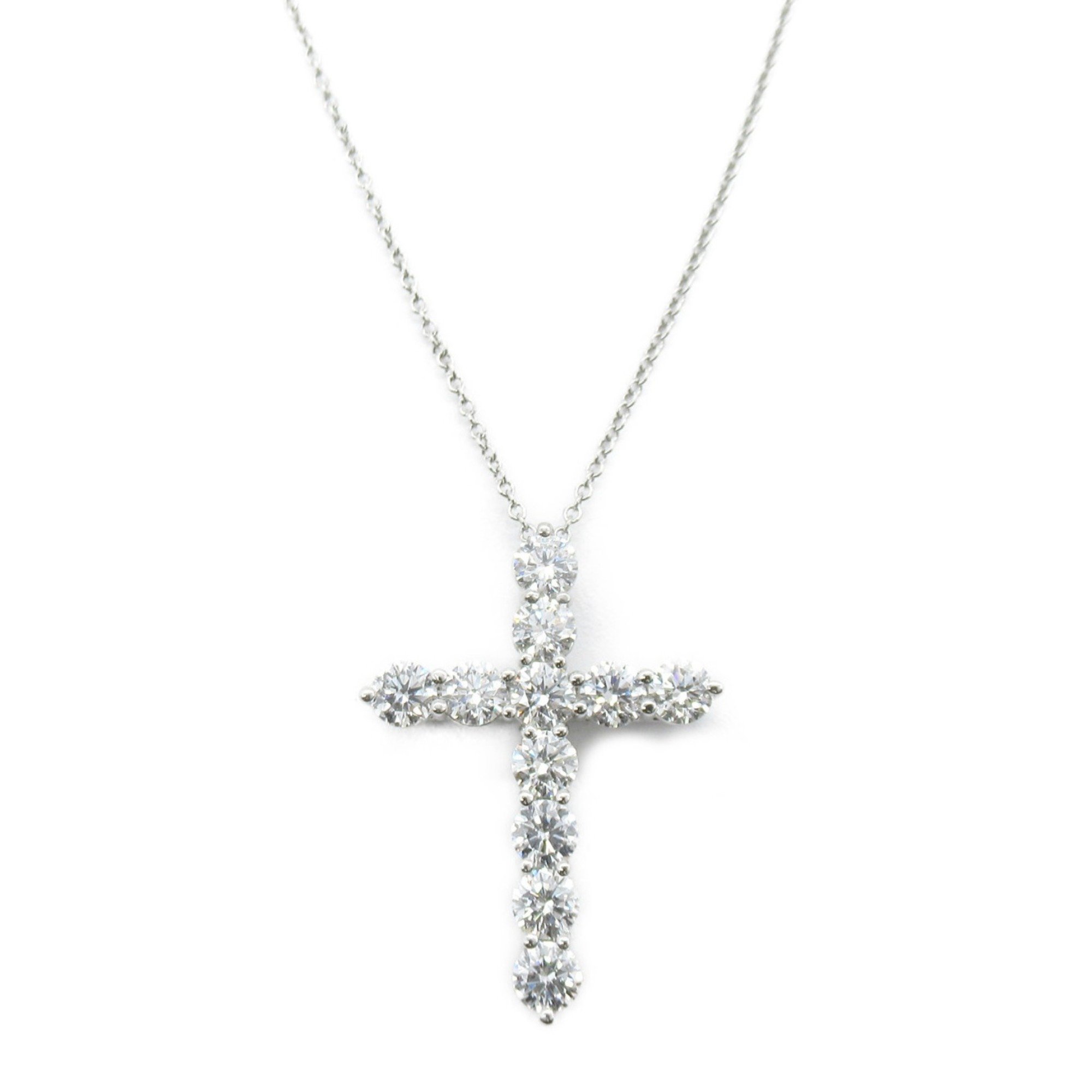 TIFFANY&CO Large Cross Diamond Necklace Necklace Clear  Pt950Platinum Clear
