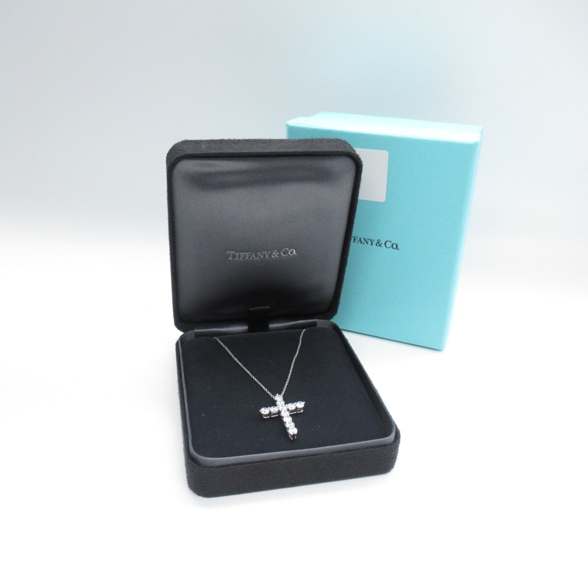 TIFFANY&CO Large Cross Diamond Necklace Necklace Clear  Pt950Platinum Clear