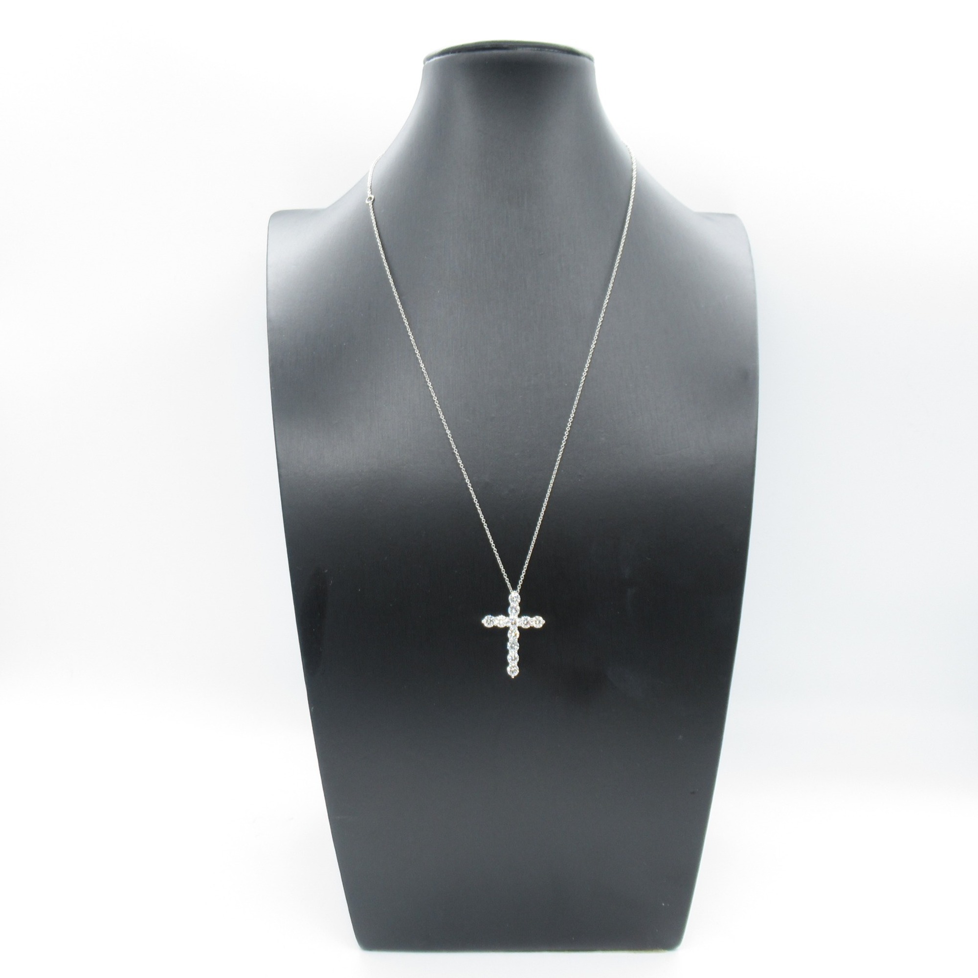 TIFFANY&CO Large Cross Diamond Necklace Necklace Clear  Pt950Platinum Clear