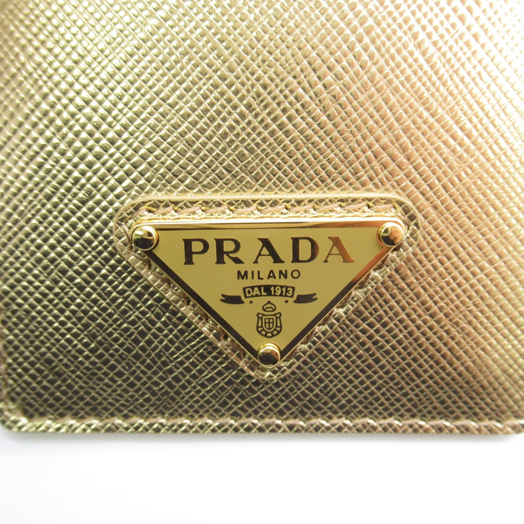 PRADA Card Case with Strap Gold leather 1MC0072CLDF0522