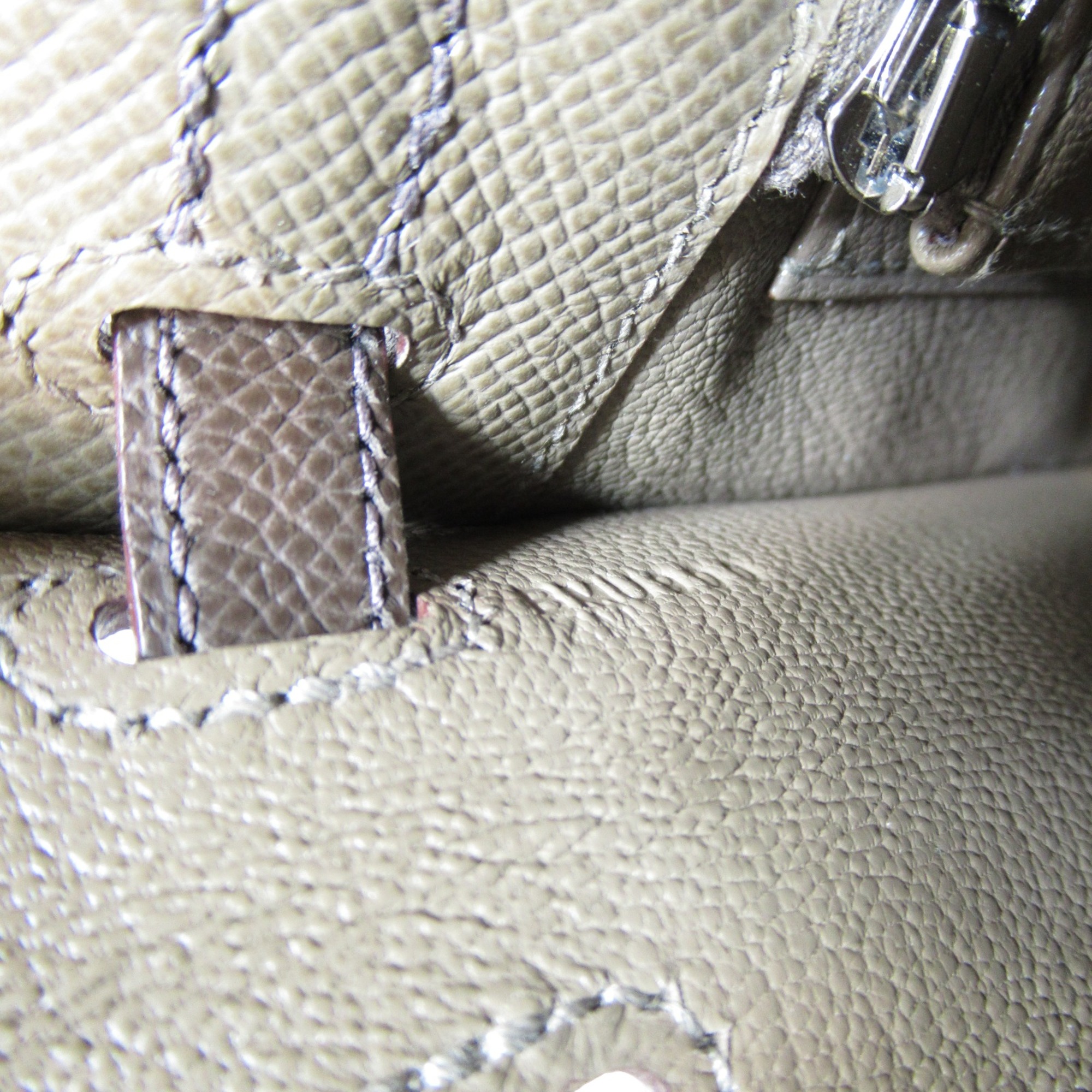 HERMES Kelly 25 handbag outside stitching Gray Ebenne/Black Etoupe Grey Epsom leather