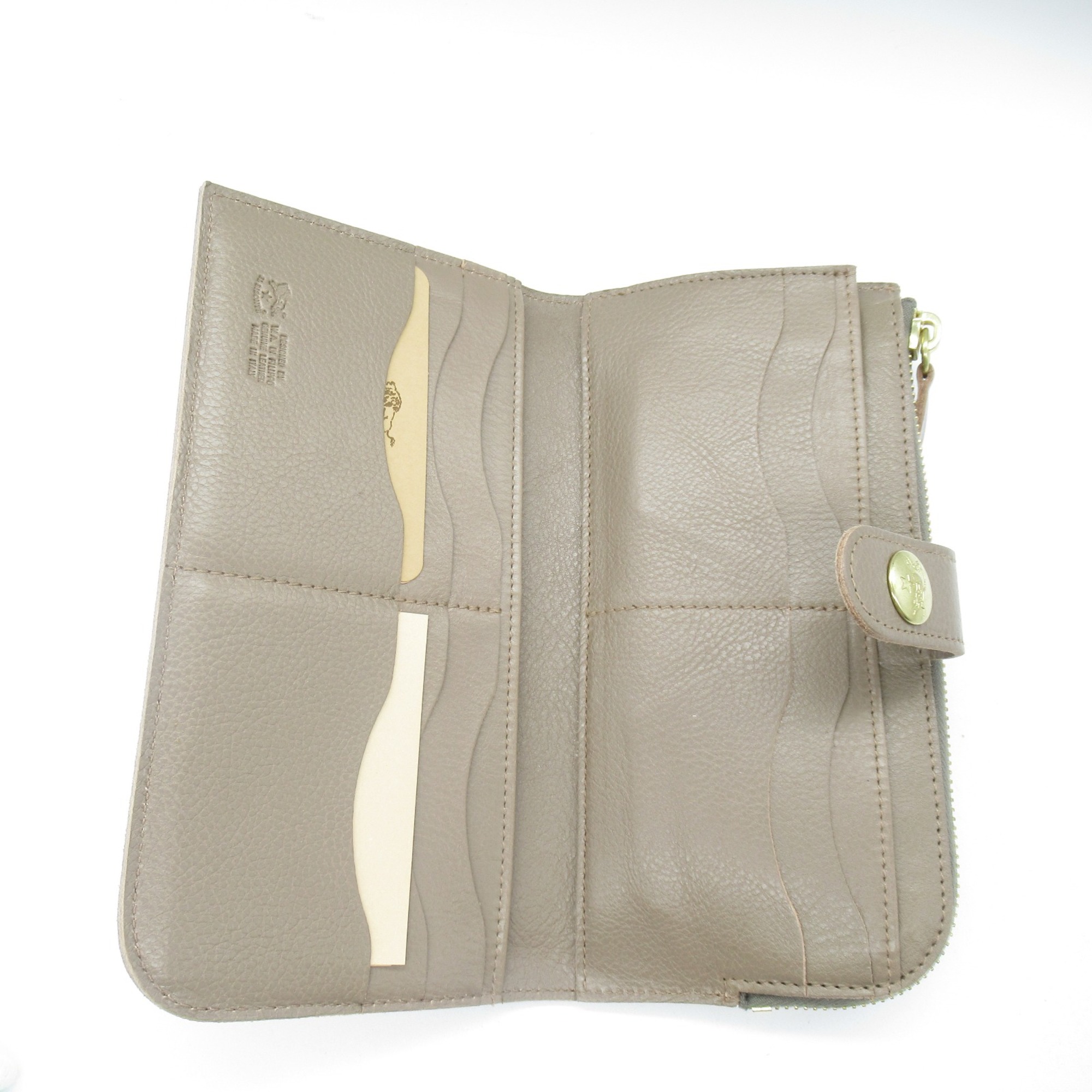 IL BISONTE L-shaped ZIP Wallet purse Gray leather SCW011GY107