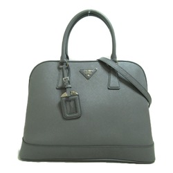 PRADA 2way hand bag Gray Safiano leather BN2538