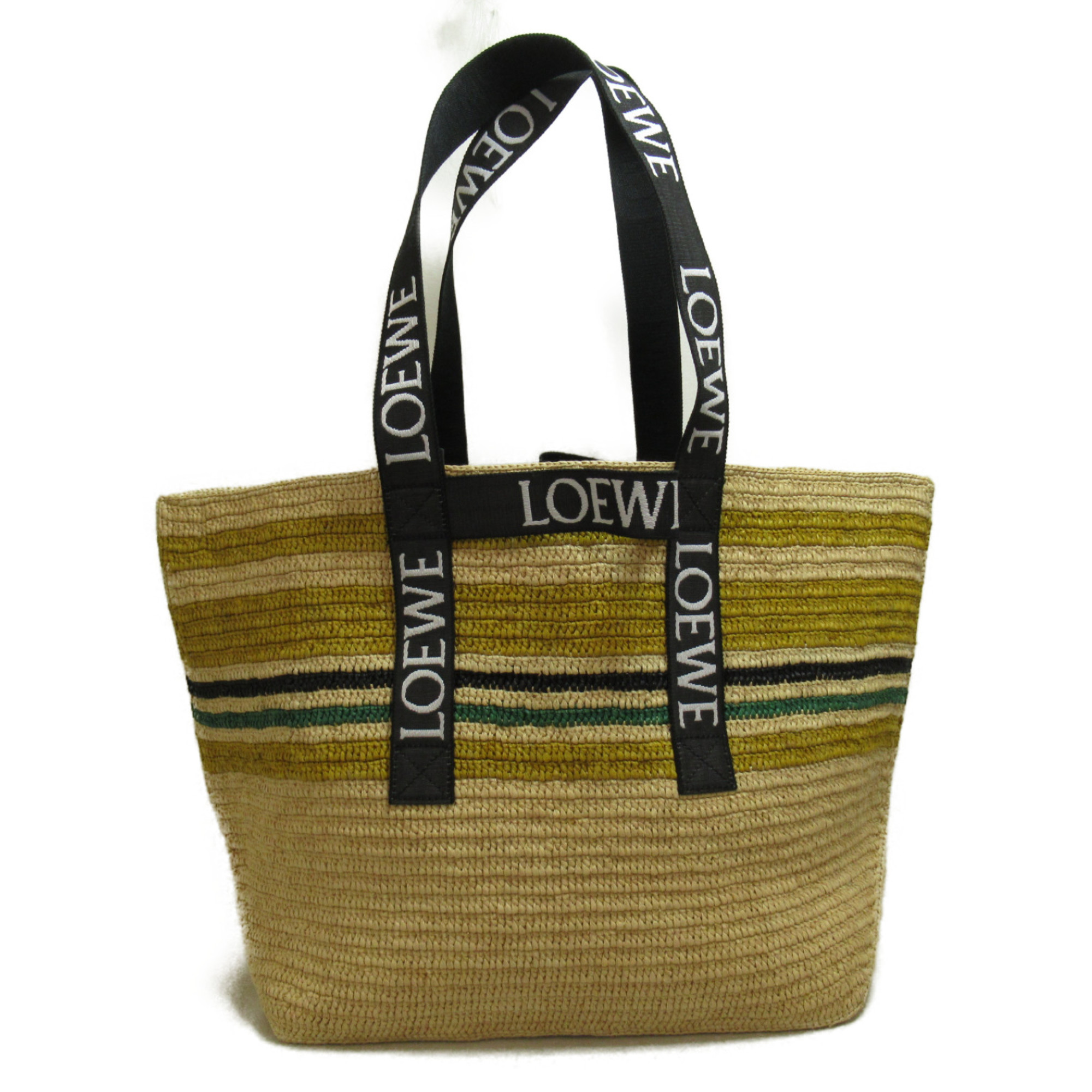 LOEWE Fold Shopper Shoulder Bag Mulch color Black Raffia B507X23X129991