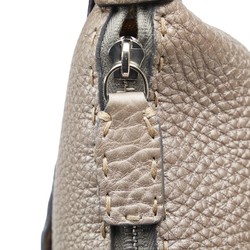 FENDI Selleria Shoulder Bag 8BT092 Silver Brown Leather Women's