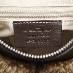 Salvatore Ferragamo Zebra Pattern Handbag Shoulder Bag AF-21 4882 Brown Rabbit Fur Leather Women's