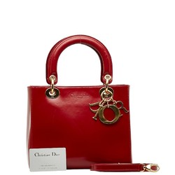 Christian Dior Dior Diorissimo Lady Handbag Shoulder Bag Red Leather Ladies