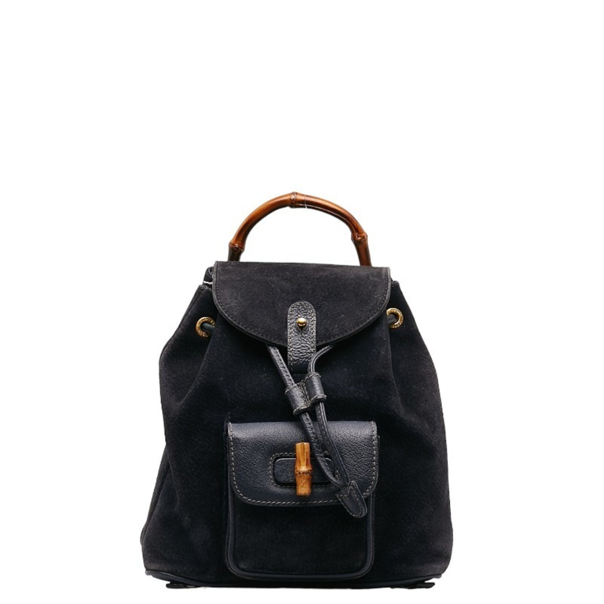 Gucci Bamboo Rucksack Backpack 003 2852 Navy Suede Leather Women's GUCCI