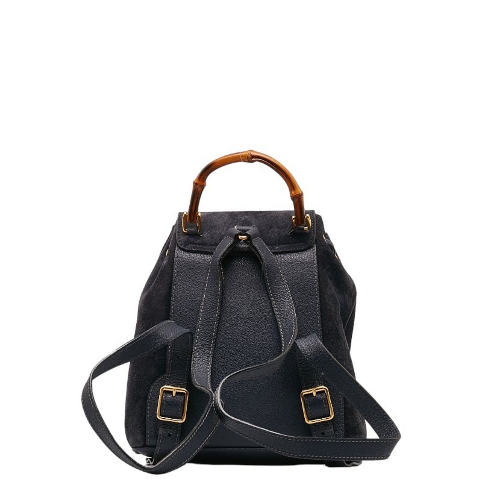 Gucci Bamboo Rucksack Backpack 003 2852 Navy Suede Leather Women's GUCCI