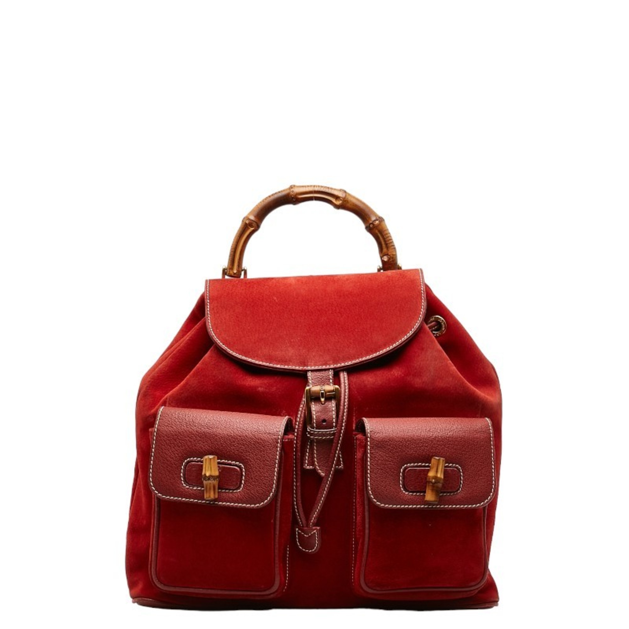 Gucci Bamboo Backpack 003 58 0016 Red Suede Leather Women's GUCCI