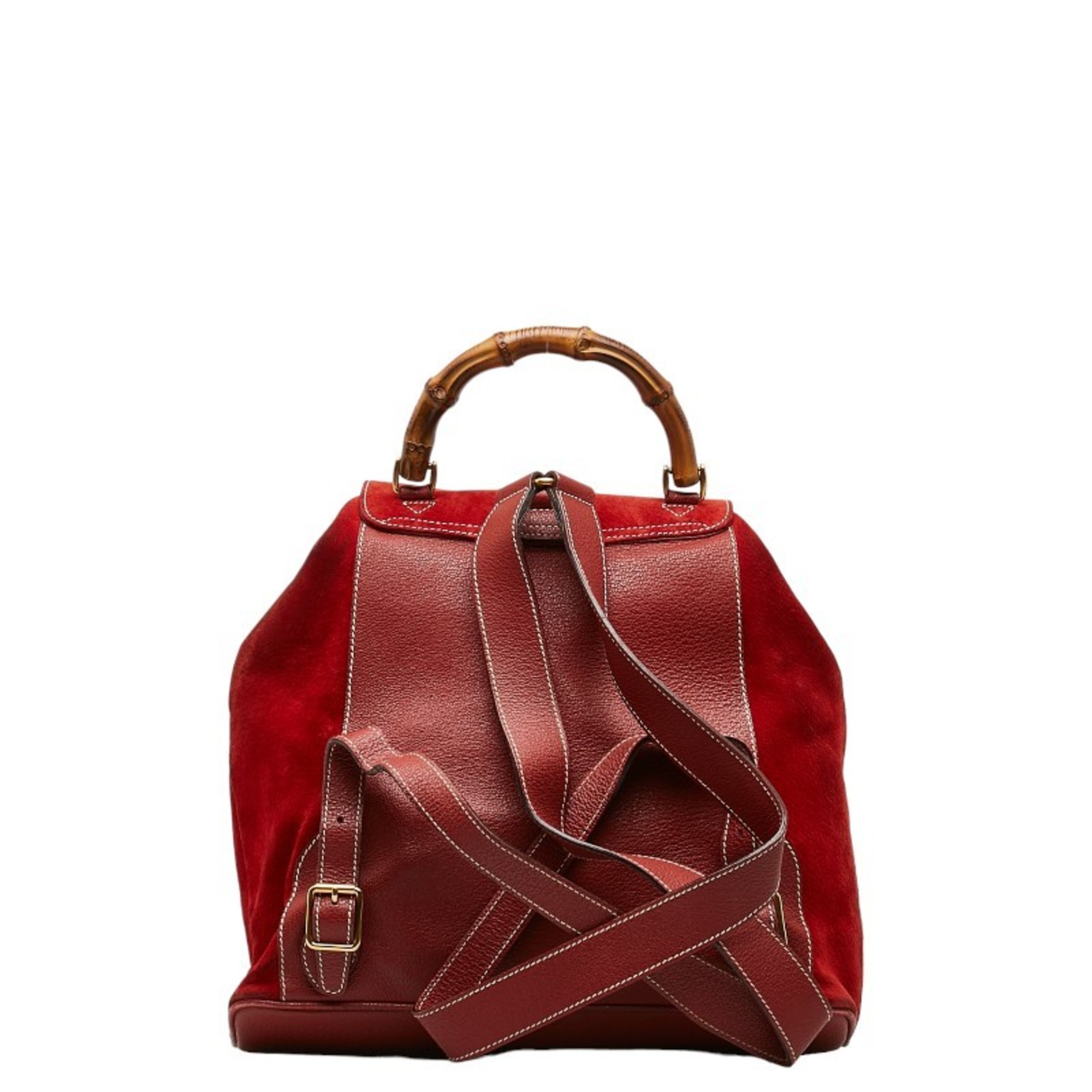 Gucci Bamboo Backpack 003 58 0016 Red Suede Leather Women's GUCCI