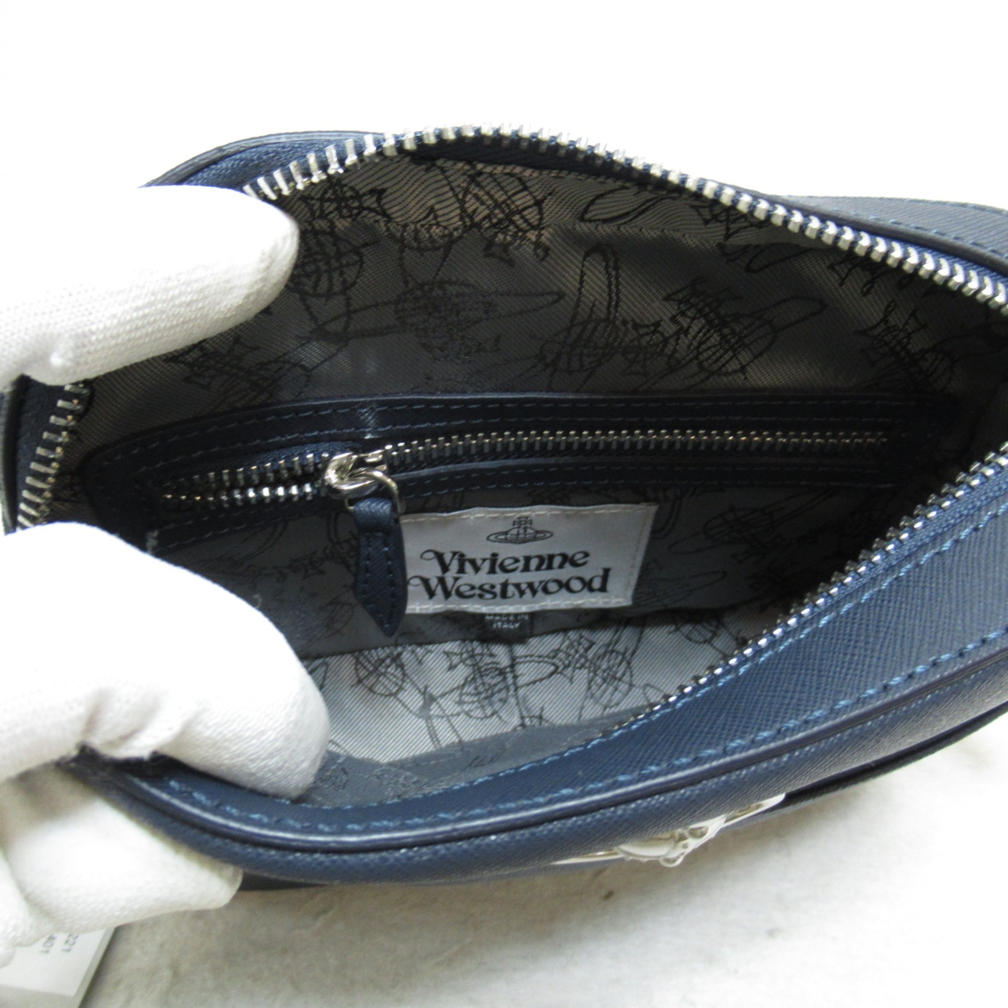 Vivienne Westwood Camera bag Shoulder Bag Navy leather 4303006441214K401