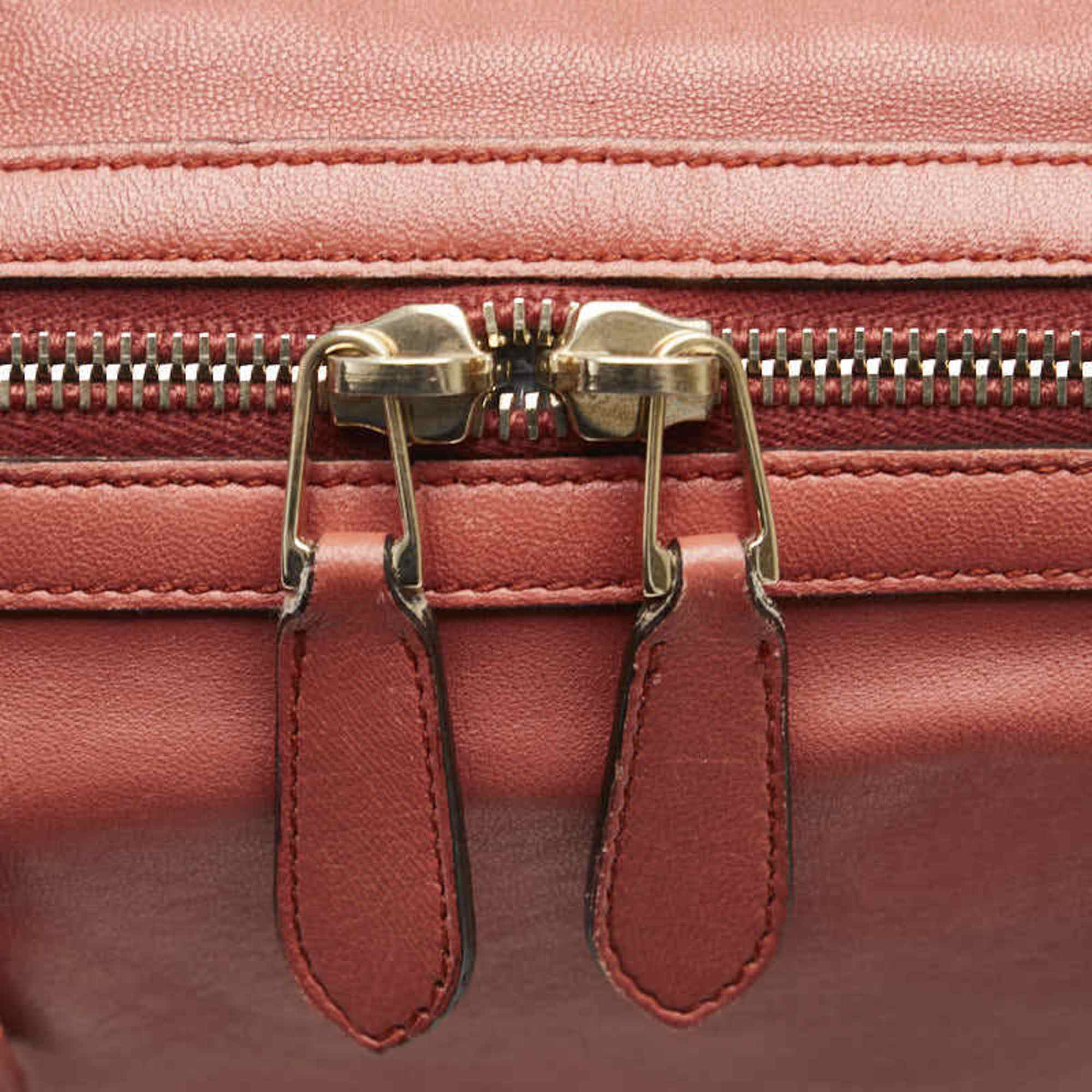 Gucci ribbon motif Boston bag handbag shoulder 336665 pink leather ladies GUCCI