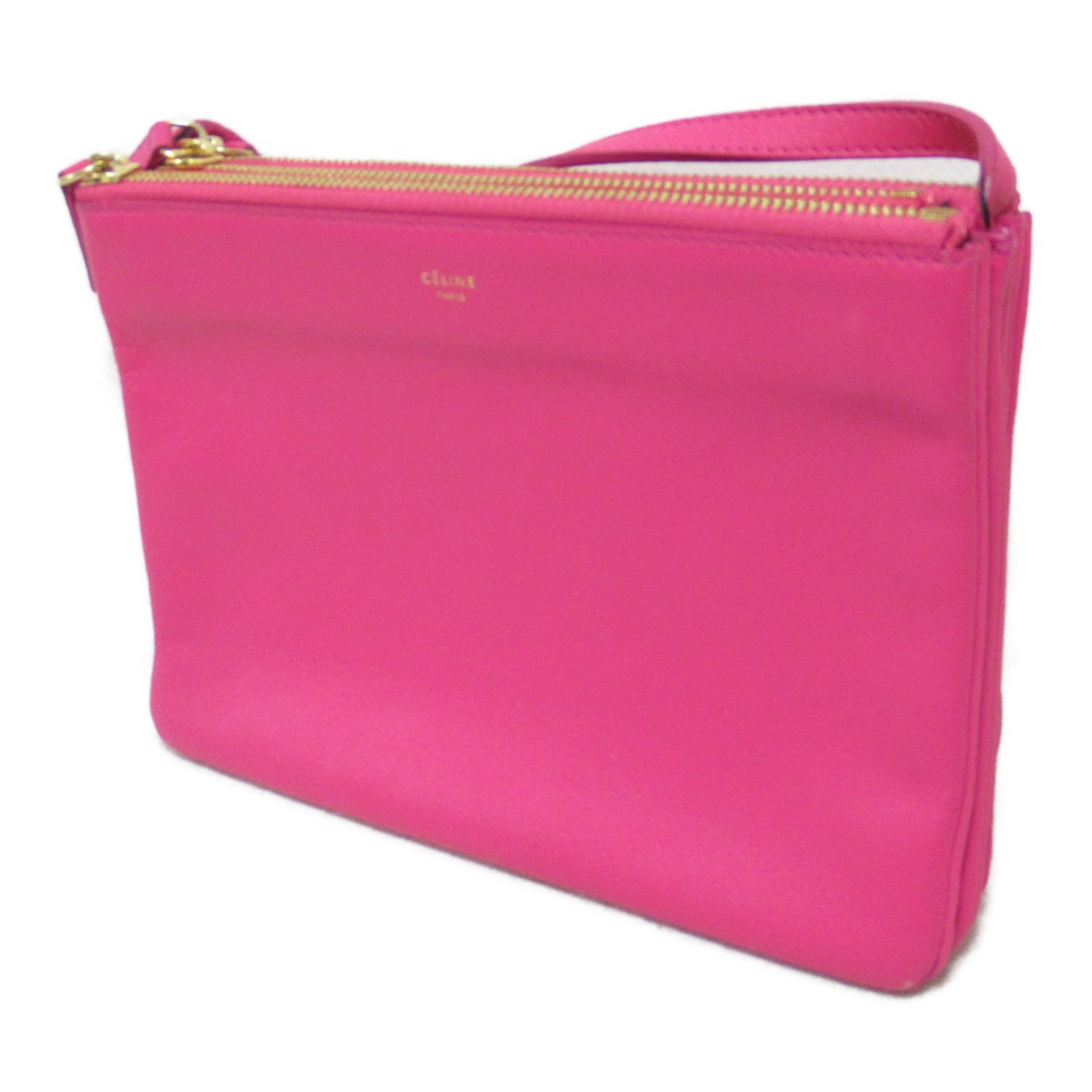 CELINE Trio Shoulder Bag Pink leather