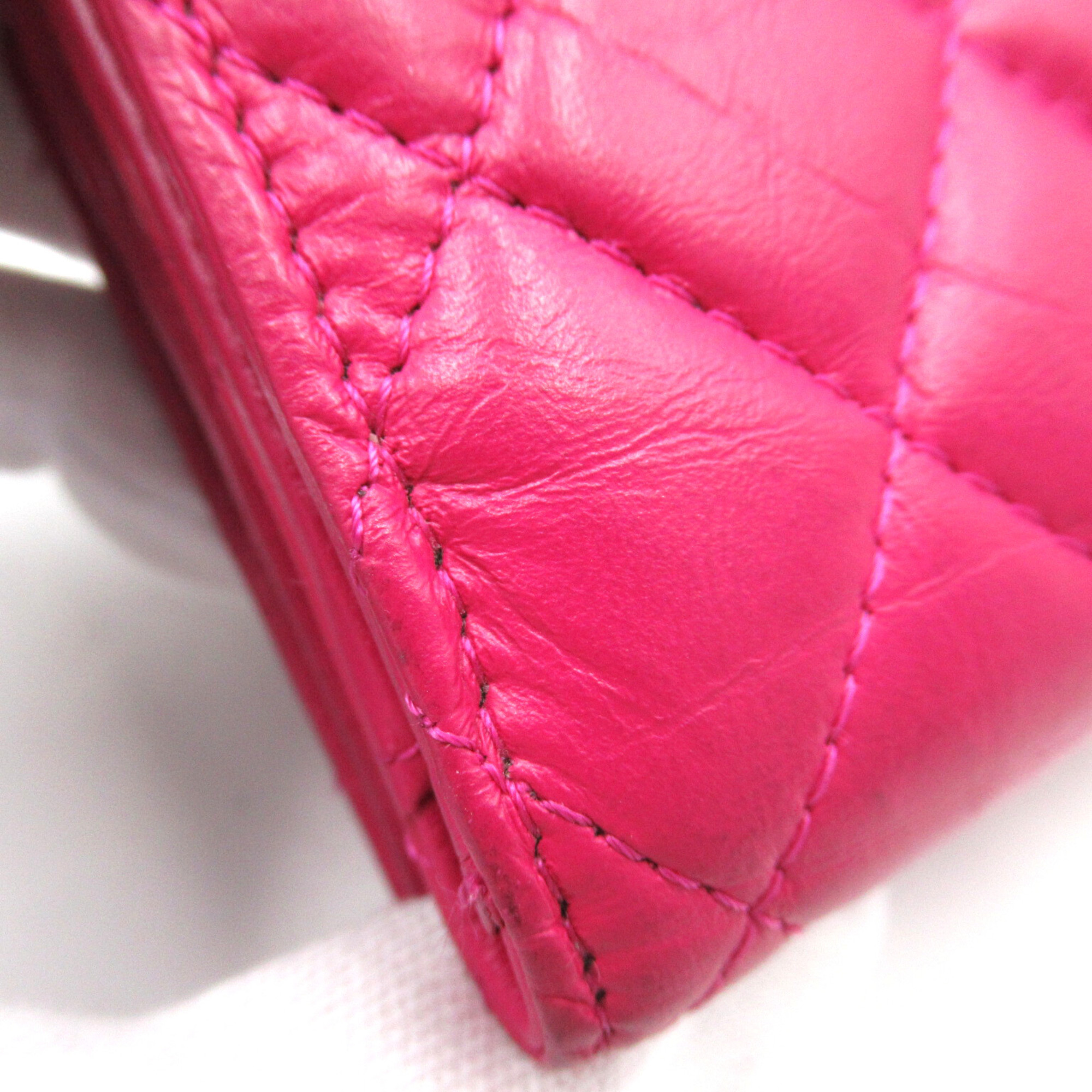 CHANEL Matelasse Trifold Wallet Pink leather