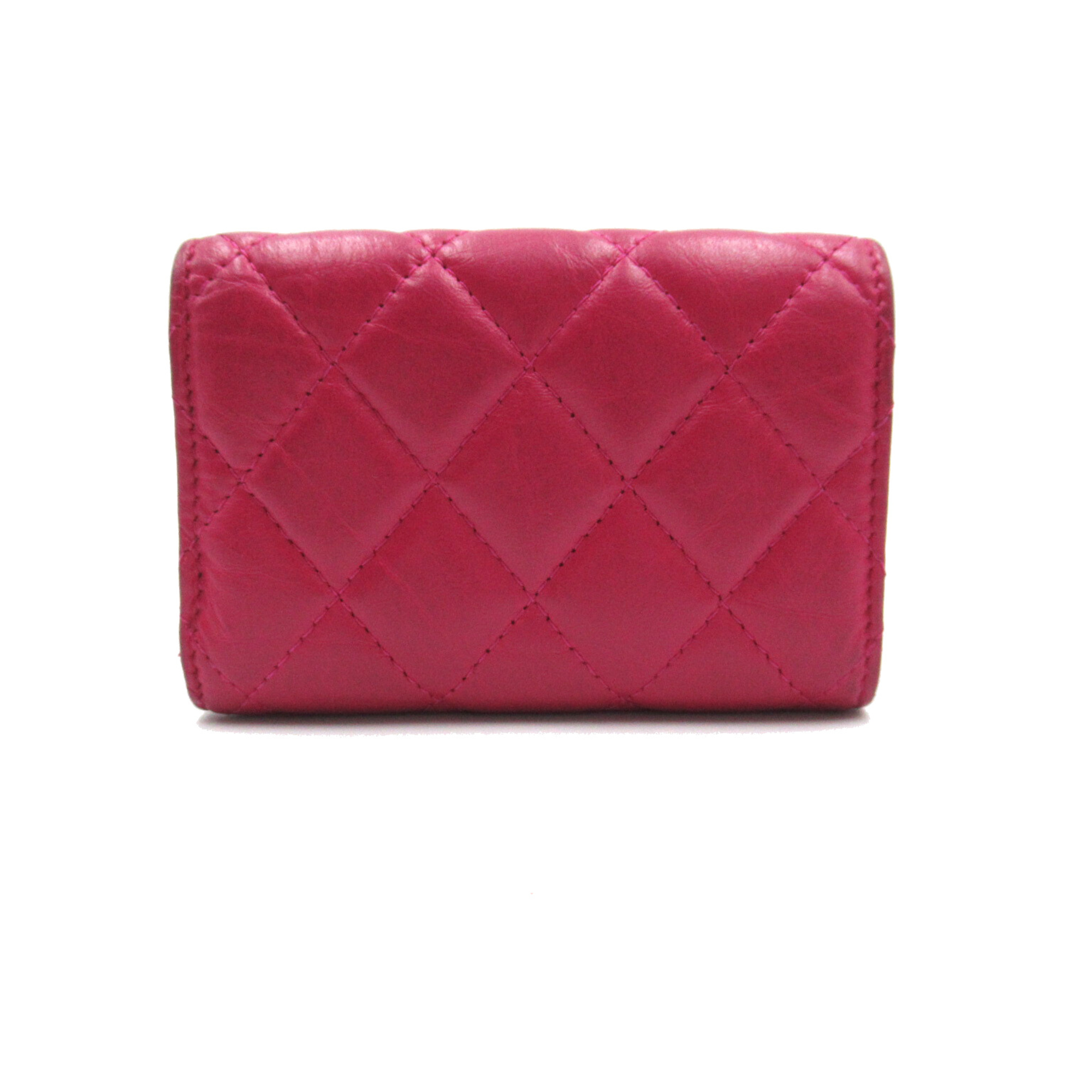 CHANEL Matelasse Trifold Wallet Pink leather