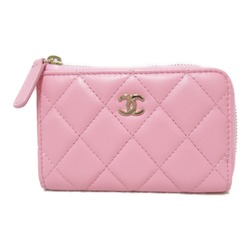 CHANEL coin purse Pink Lambskin (sheep leather)