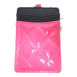 CHANEL Card Case with Chain (Ginza limited) Pink Black enamel