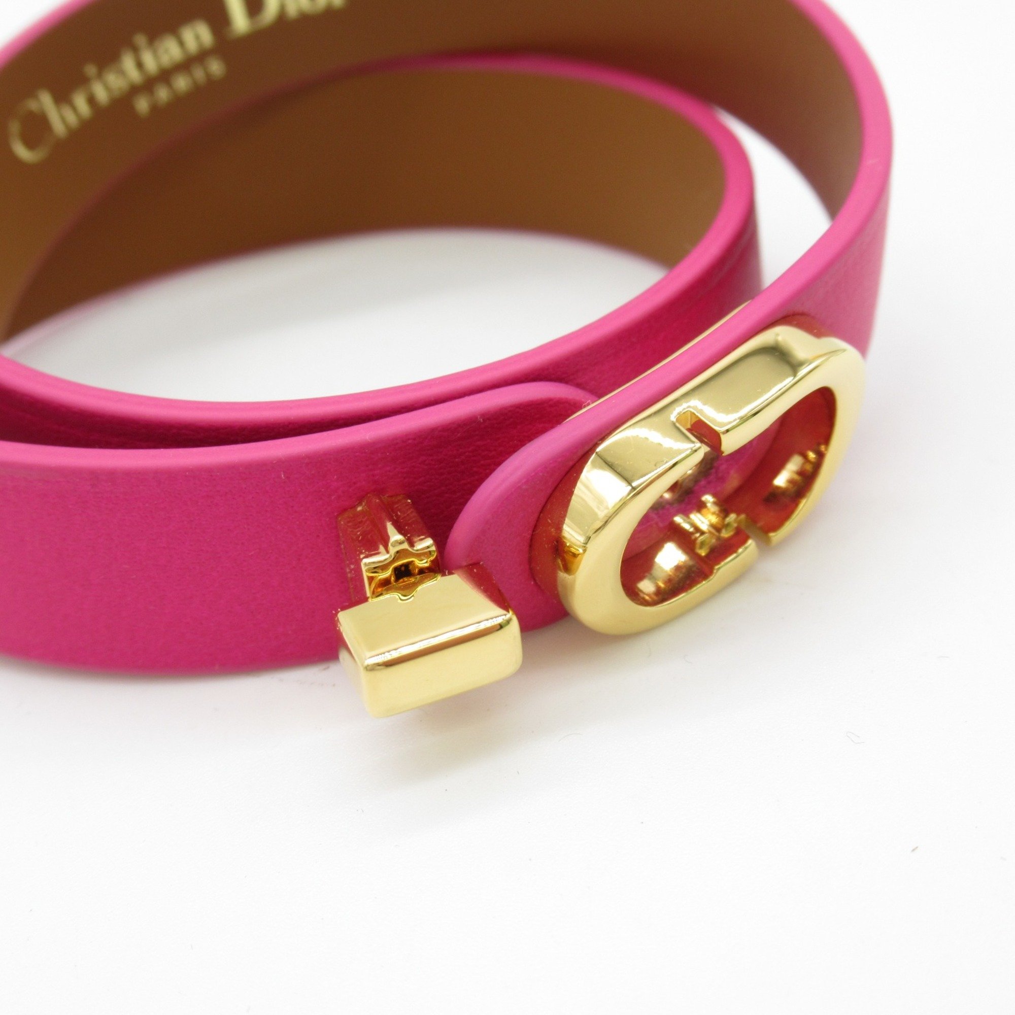 Dior 30 MONTAIGNE Double Bracelet Pink Calfskin (cowhide) metal