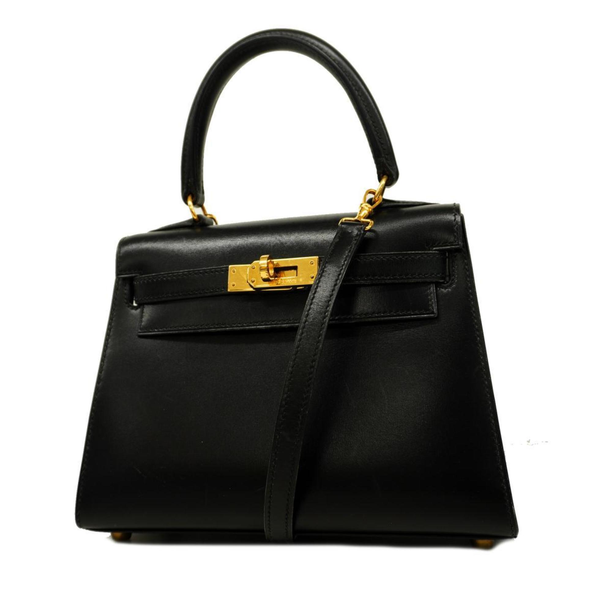 Hermes handbag Kelly 20, 〇V stamp, box calf, black, ladies