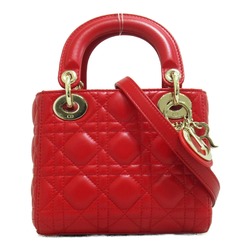 Dior lady dior tote bag Red Lambskin (sheep leather)