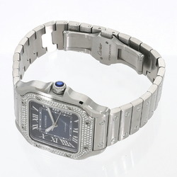 Cartier Santos de Watch MM Bezel Diamond W4SA0006 Blue Unisex C7804