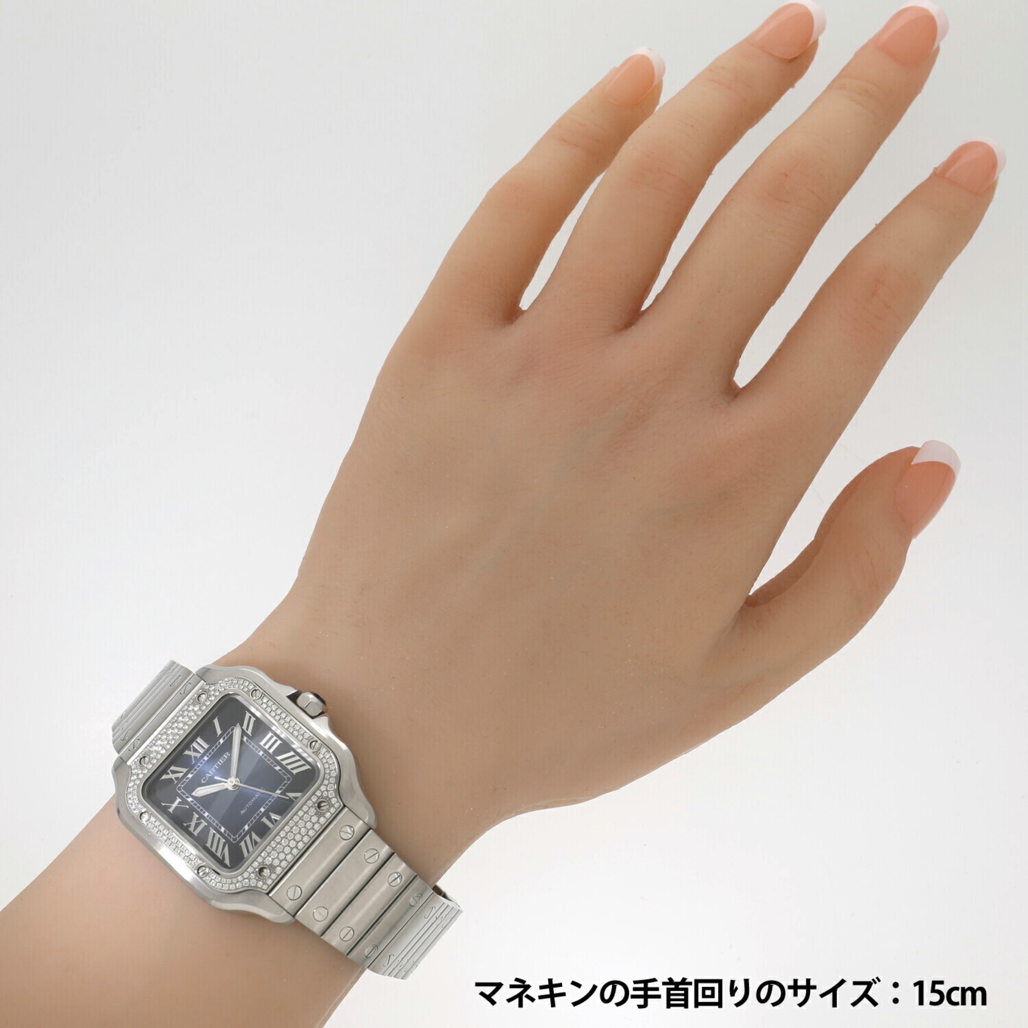 Cartier Santos de Watch MM Bezel Diamond W4SA0006 Blue Unisex C7804