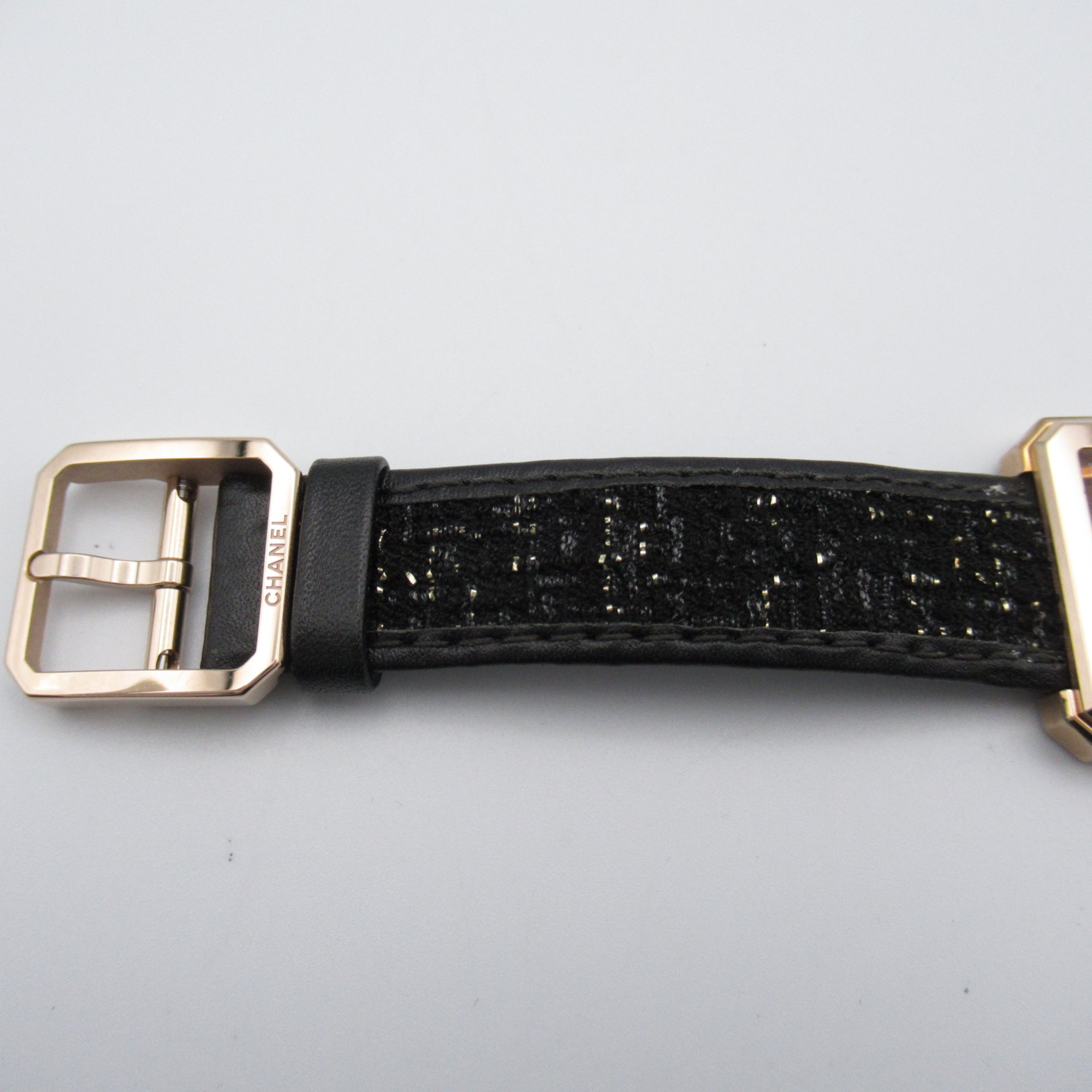 CHANEL boyfriend tweedy strap Wrist Watch H5586 Quartz White OpalWhite Leather belt BeigeGold H5586