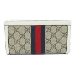 GUCCI Round long wallet White Beige PVC coated canvas 523154
