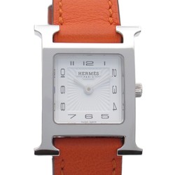 HERMES H watch Wrist Watch HH1.210 Quartz White  Stainless Steel Leather belt
