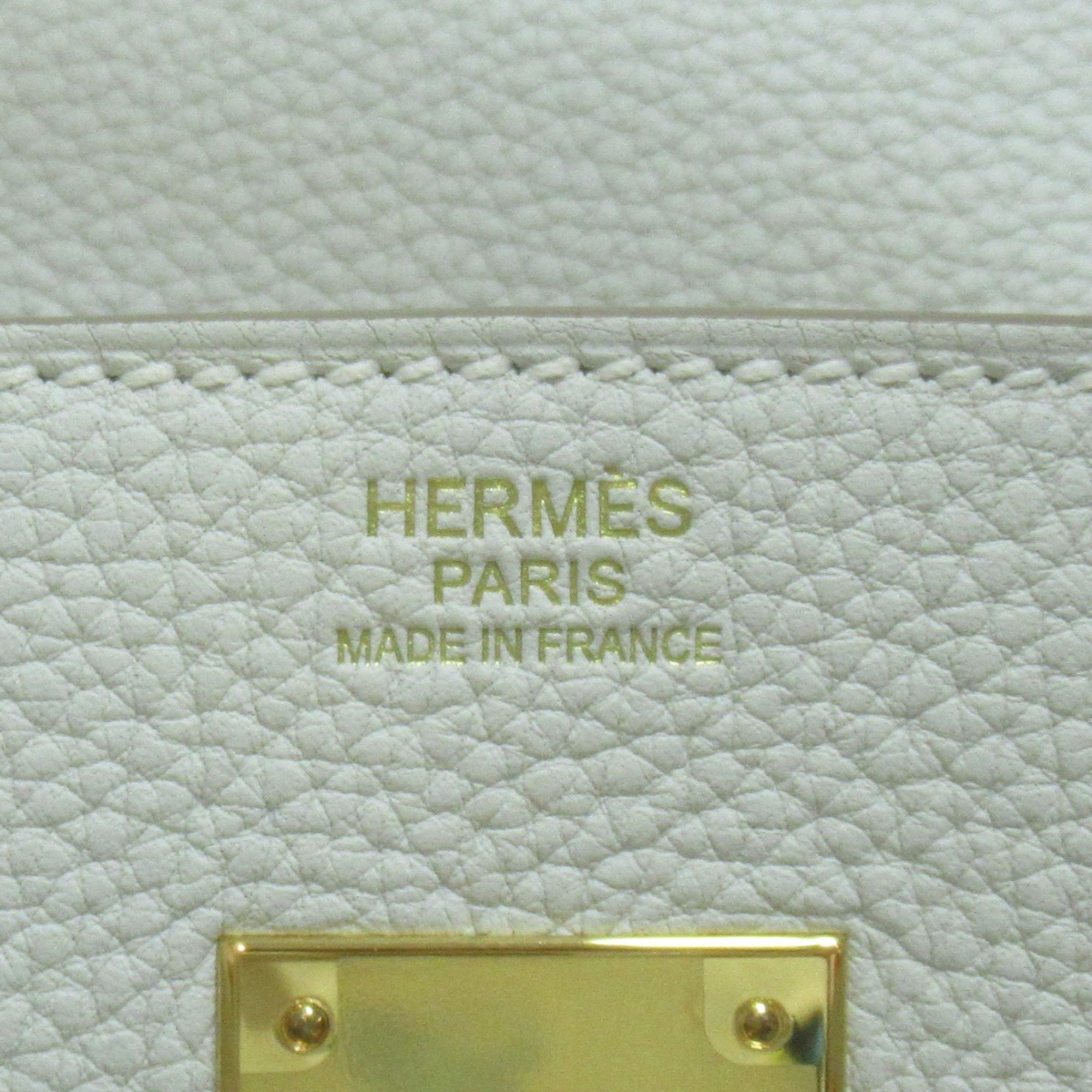 HERMES Birkin 30 Grease Pail Handbag White Grease pail Togo leather leather