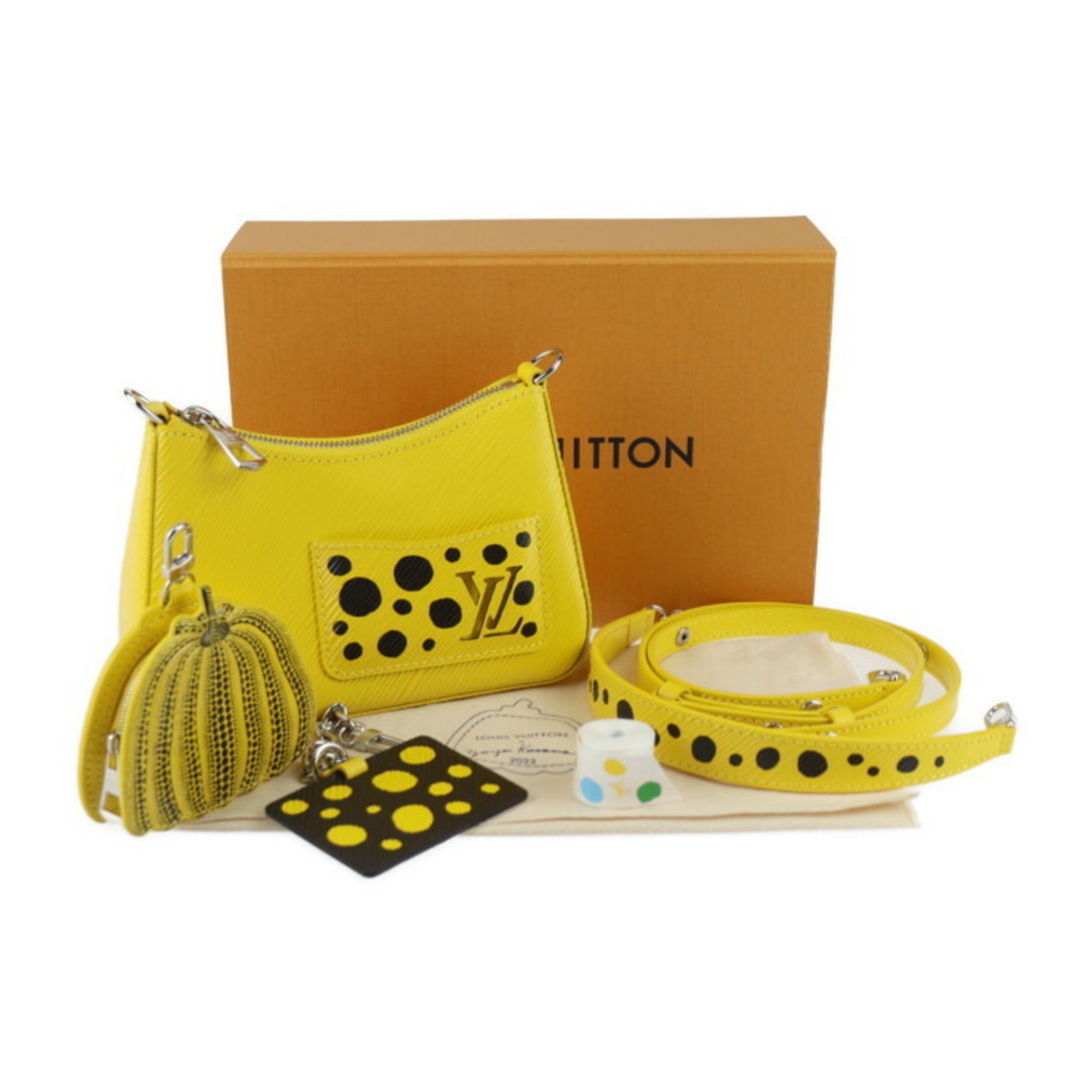 LOUIS VUITTON LVxYK Marerini Yayoi Kusama Collaboration Handbag M21702 Epi Leather Jaune Black Shoulder Bag