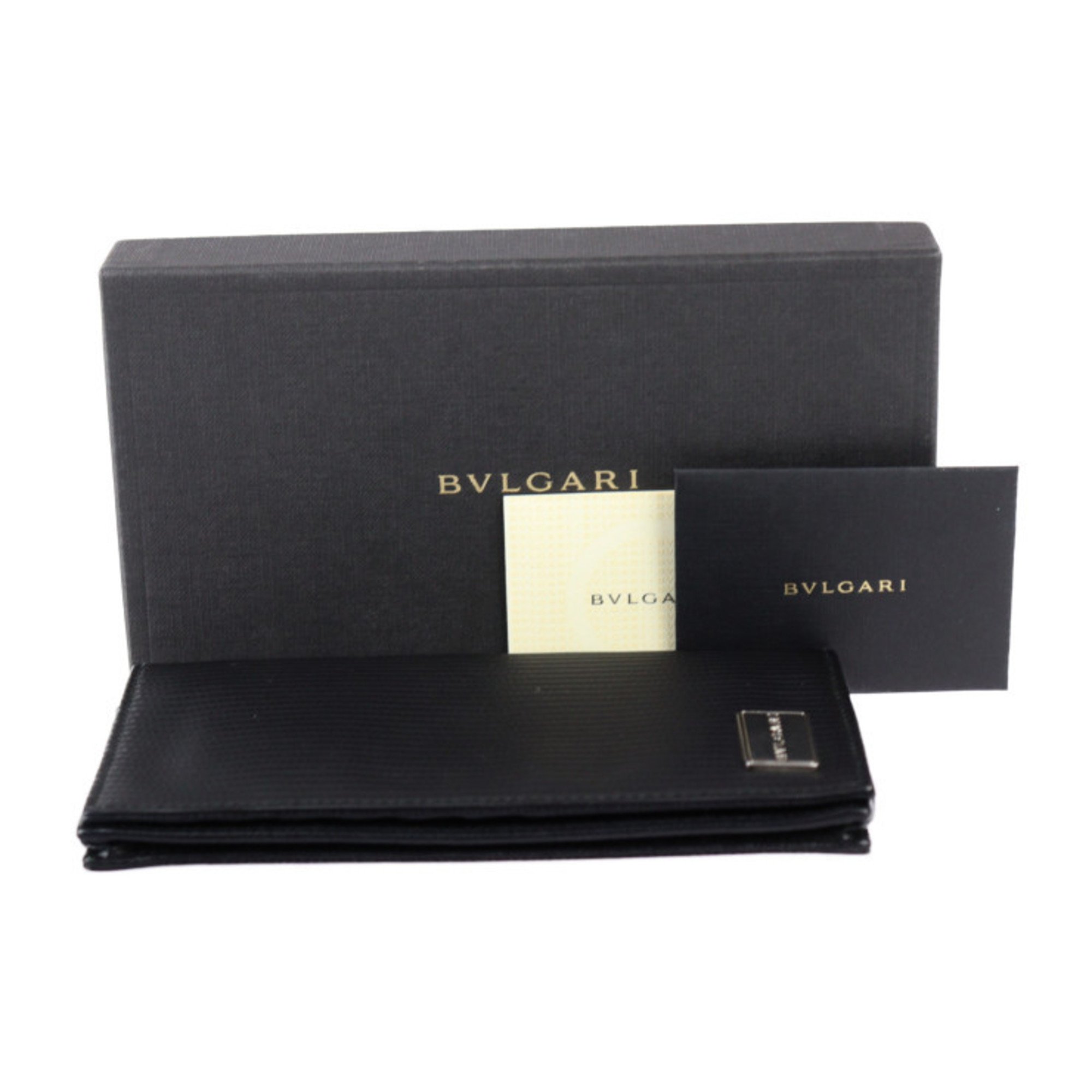 BVLGARI Bvlgari Millerige Long Wallet 25550 PVC Leather Black Bifold