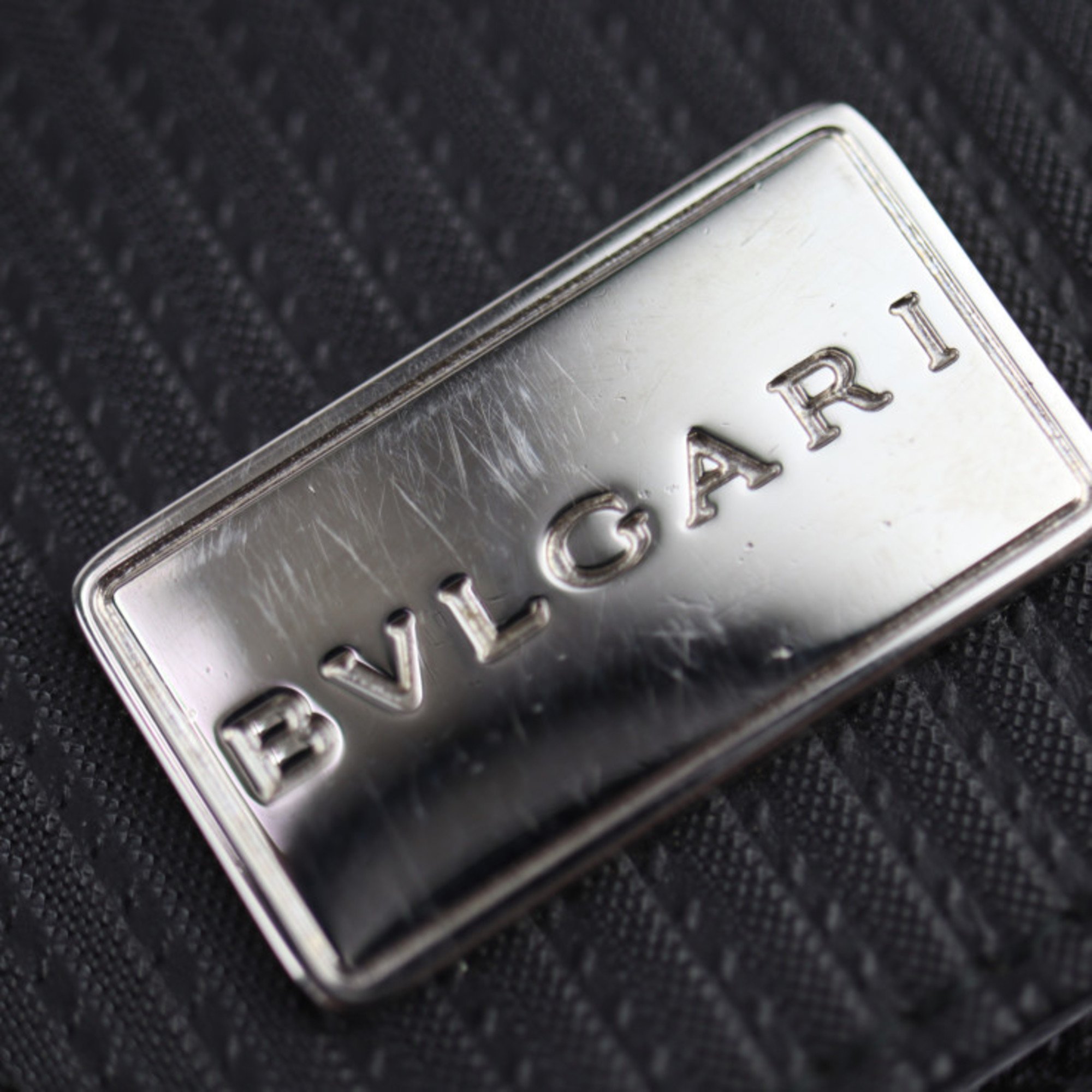 BVLGARI Bvlgari Millerige Long Wallet 25550 PVC Leather Black Bifold