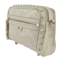 Christian Louboutin Crossbody Bag Shoulder 1225154 Canvas Rubber Beige Pochette Camouflage Military Pattern Spike Studs