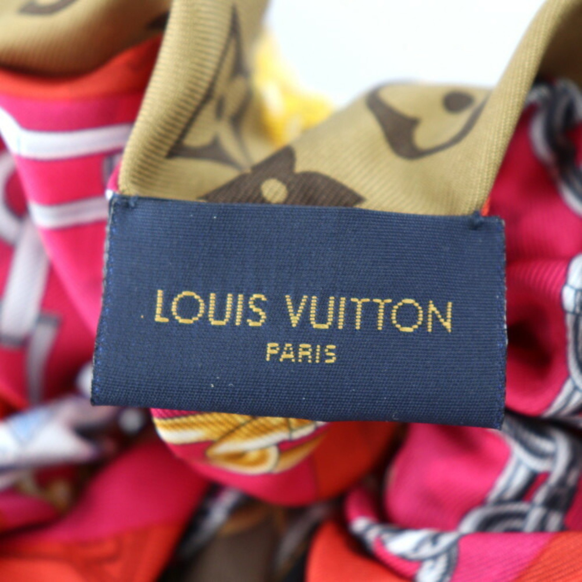 LOUIS VUITTON Louis Vuitton Scrunchie Toro Shoe Fashion Accessories M76954 Silk Brown Pink Multicolor Hair Tie Clip LV Circle