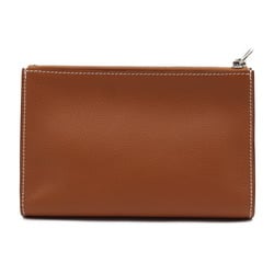 HERMES Zip Angor PM Pouch Second Bag Evercolor Gold Brown Clutch Chaine d'Ancle B engraved