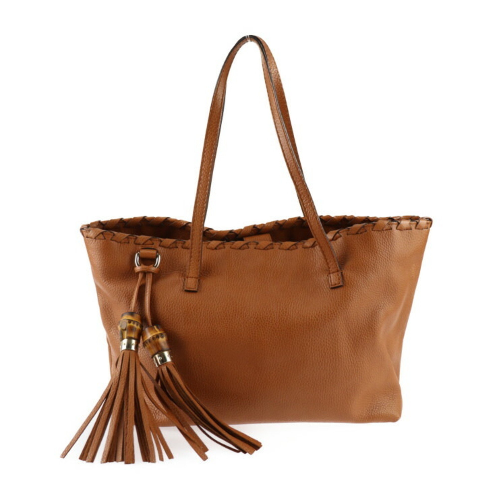 GUCCI Bamboo Tote Bag 354665 Leather Brown Shoulder Tassel