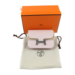 HERMES Constance Pouch Evercolor Mauve Pale Compact Wallet with Coin B Engraved
