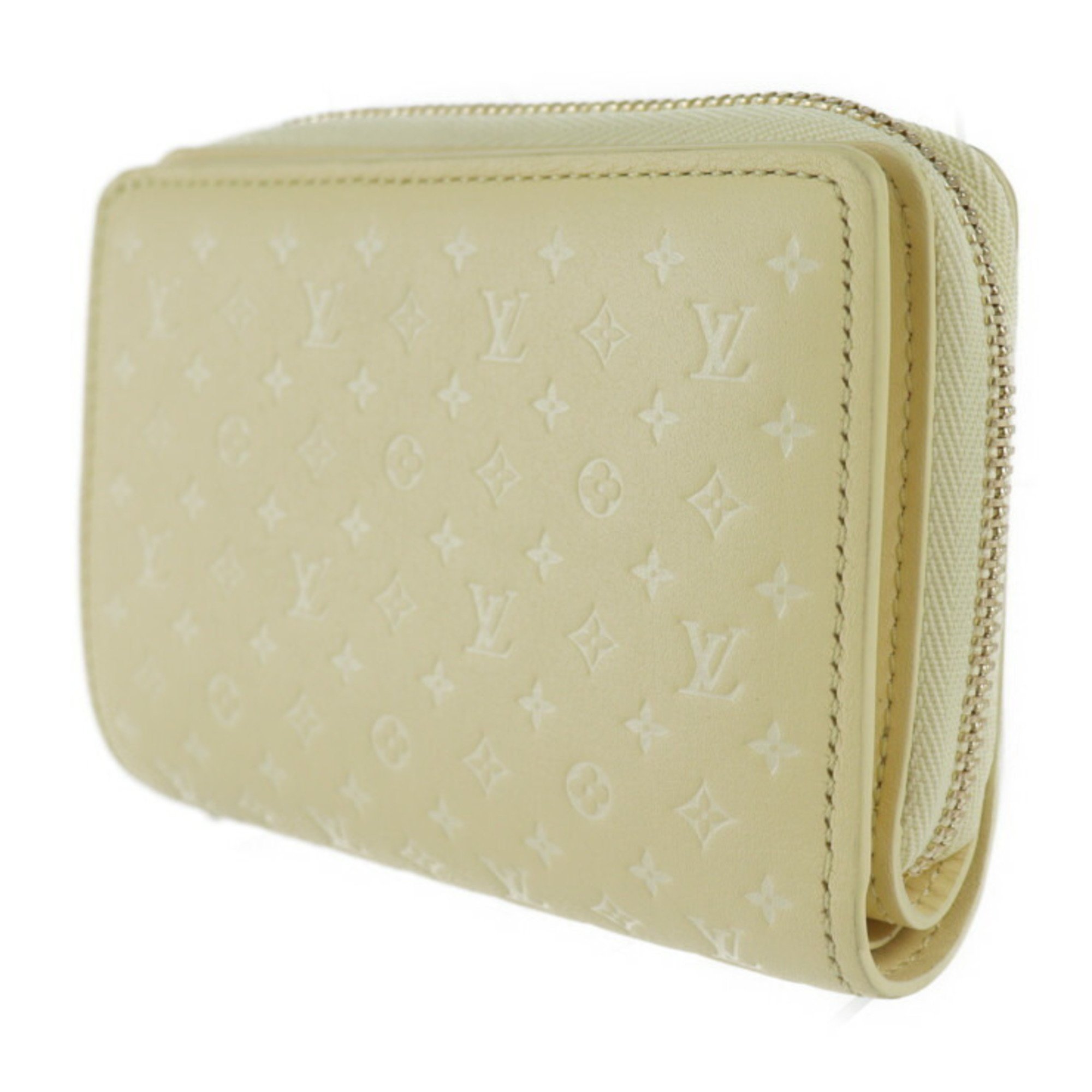 LOUIS VUITTON Louis Vuitton Portefeuille Lou Nanogram Bi-fold Wallet M82288 Calf Leather Jaune Round