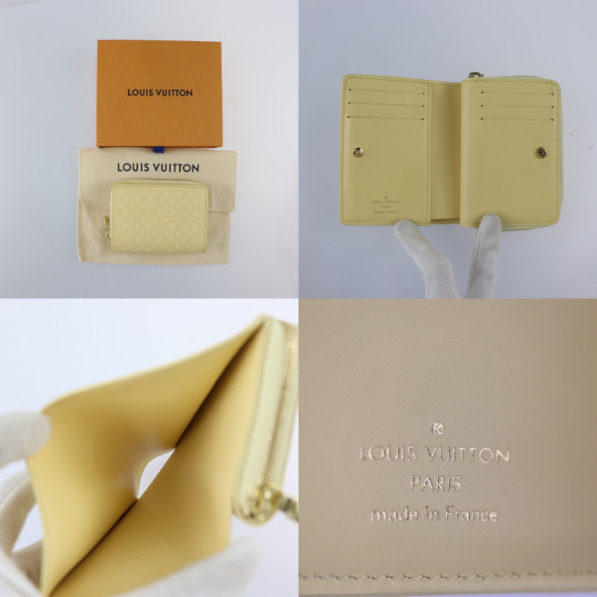 LOUIS VUITTON Louis Vuitton Portefeuille Lou Nanogram Bi-fold Wallet M82288 Calf Leather Jaune Round