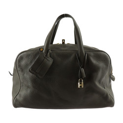 HERMES Victoria 43 Boston Bag Taurillon Clemence Dark Olive Handbag □E Stamp