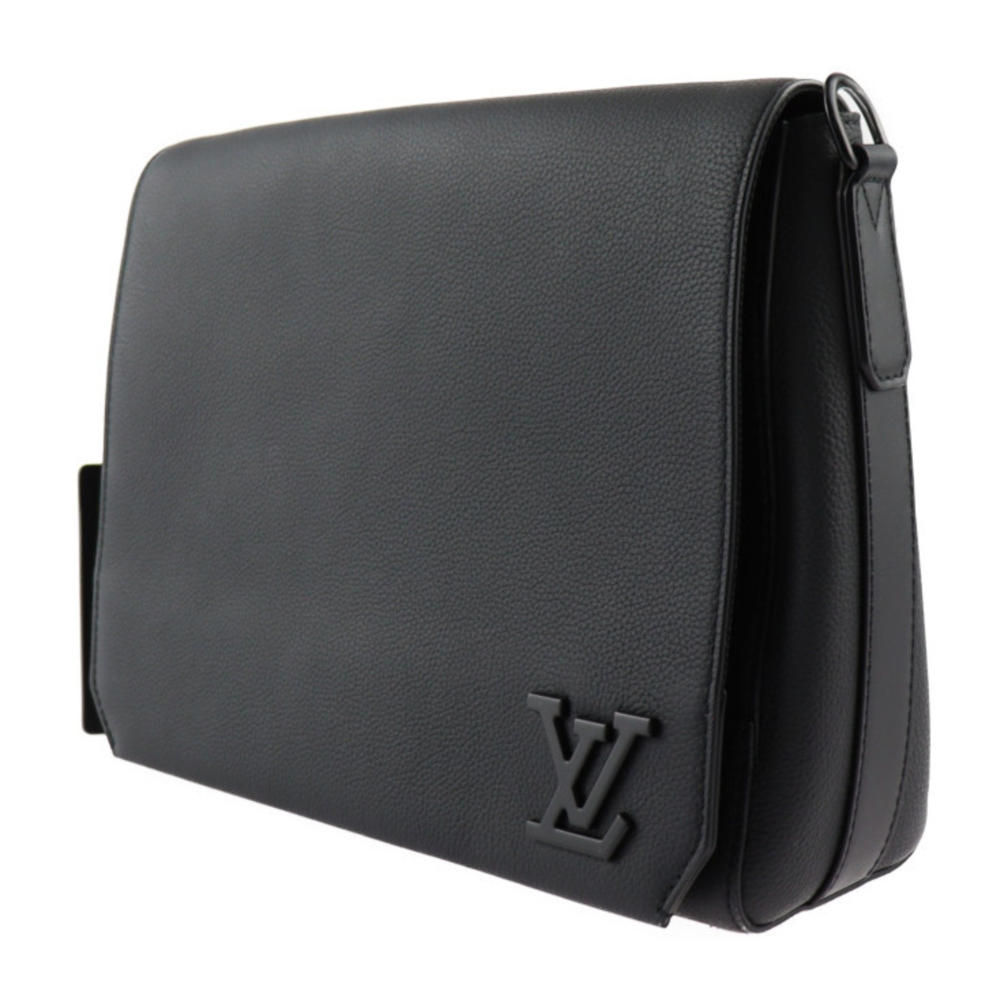 LOUIS VUITTON Takeoff LV Aerogram Shoulder Bag M57080 Calf Grain Leather Black Vuitton