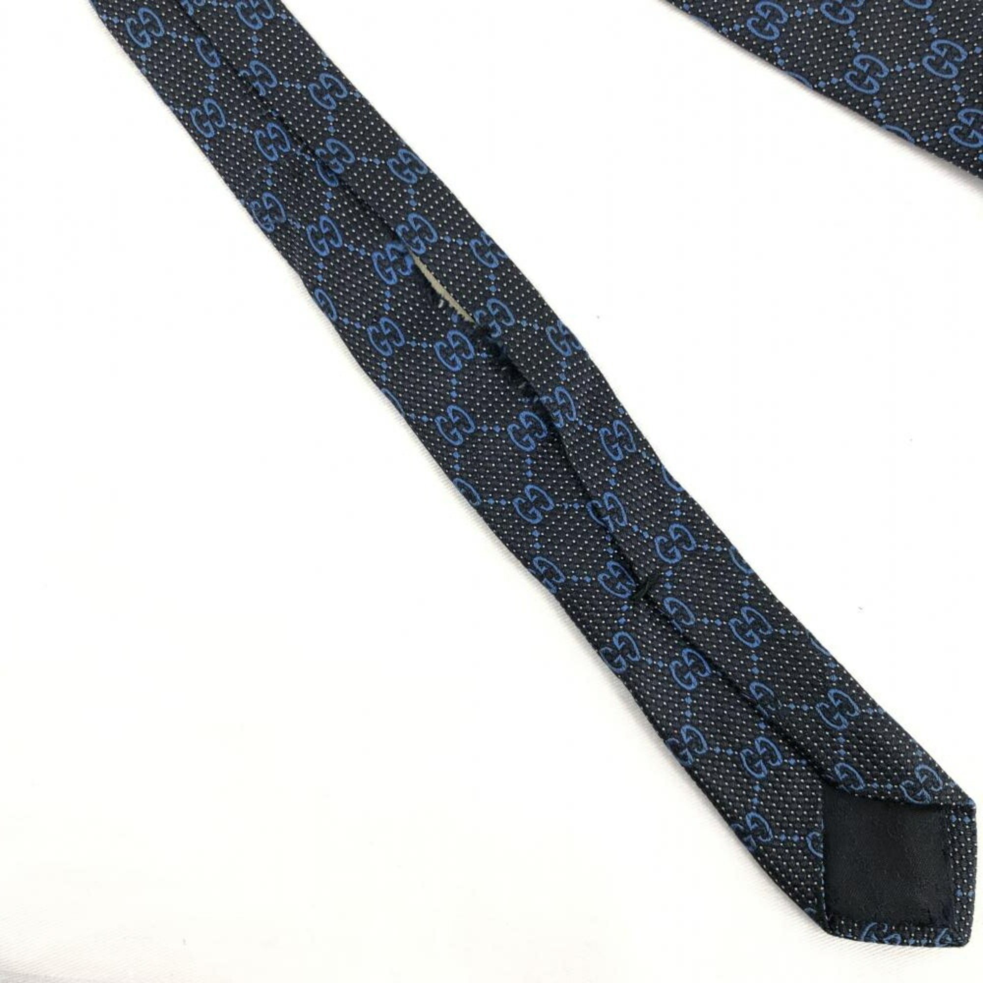 GUCCI Silk Tie Black Blue Gucci