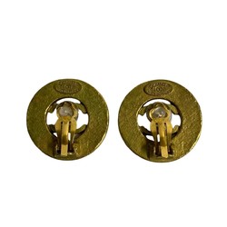 CHANEL 94P engraved Coco mark metal earrings for women 18507